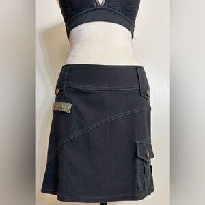 Vintage Y2K Serious LA Black Military Skirt SZ L